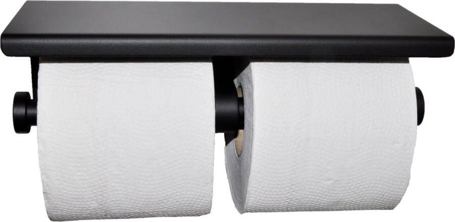 Sanifun Wiesbaden Brush Dubbele Toiletrolhouder Mat Zwart