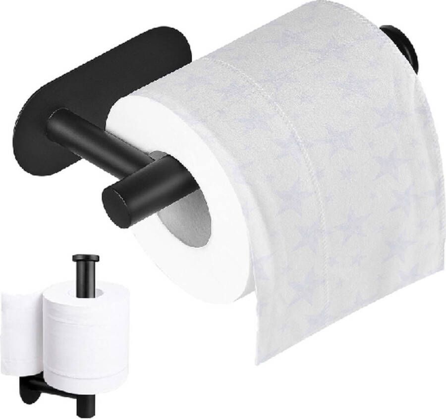 Sanimex Design WC rolhouder Toiletrolhouder Zelfklevend Zonder boren Badkamer Toilet Mat zwart