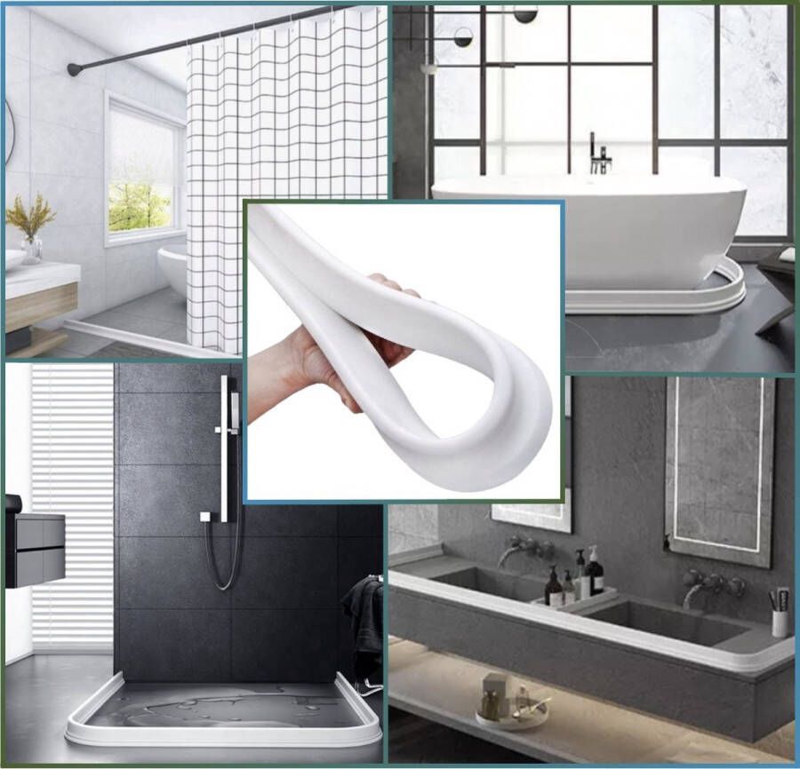 Sanitair solutions Tip: Universele Waterkering Hoog Wit 100CM douche douchebak douchegordijn waterstopper waterdorpel waterdrempel water dorpel douche water drempel water dorpel waterdrempel