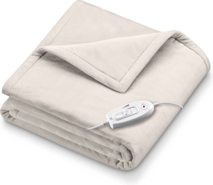 Sanitas SHD 70 Elektrische Bovendeken 1-2 Persoons 180 x 130 cm Fleece 6 Warmtestanden Automatische uitschakeling na ca. 3 uur Machinewasbaar tot 30° 10 Watt 2 Jaar garantie Beige