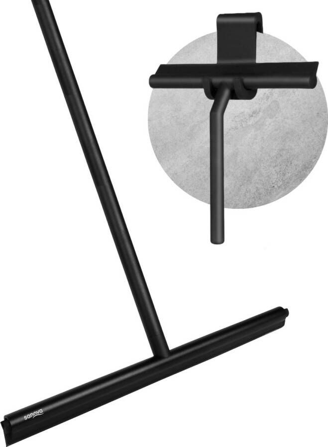 Sanova Luxe 2 in 1 Douchewisser set Zwart Vloertrekker met steel Vloerwisser Trekker Douche en Badkamer vloer