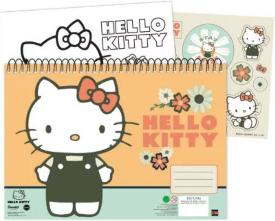 Sanrio Hello Kitty schetsboek A4 incl. stickers en 3 kleurplaten