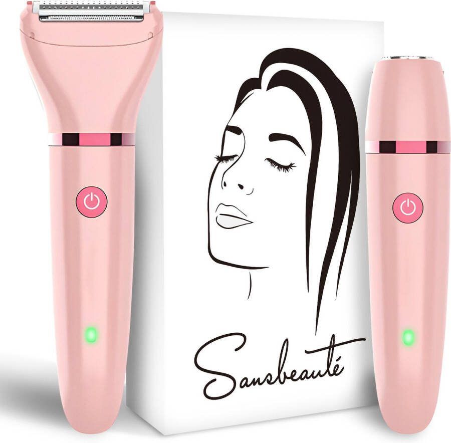 Sansbeauté 2-in-1 Ladyshave Gezicht Oksels Benen Bikinilijn Scheerapparaat Vrouw Ontharingsapparaat Electrisch Ontharen Gezichtsontharing Dames Trimmer Vrouw Ladyshaves Bikini USB Oplaadbaar