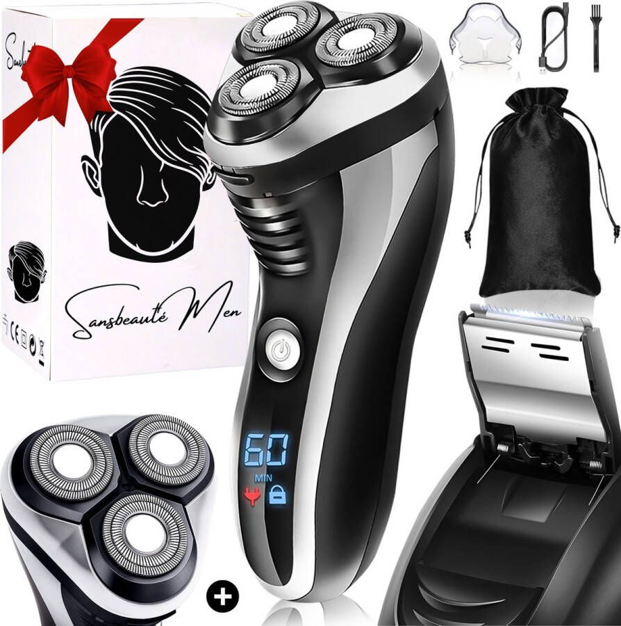 Sansbeauté 2-in-1 Scheerapparaat Mannen met Trimmer S1111 + Extra Scheerkop Sansbeaute Nat & Droog – Precisietrimmer Elektrisch Electric Shaver Waterproof