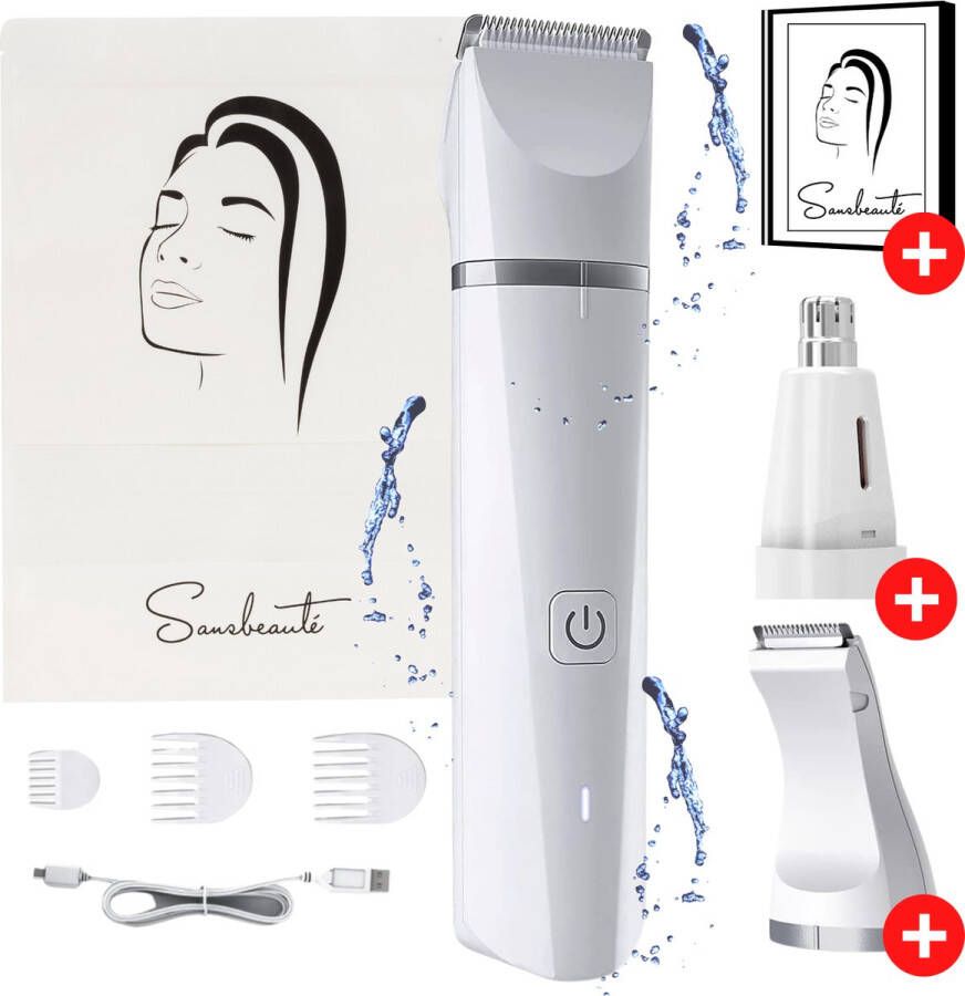 Sansbeauté 3-in-1 Bikinitrimmer Gezicht Oksels Benen Bikinilijn Ladyshaves Bikini Haarverwijderaar Dames Trimmer Vrouw Intiem Schaamhaar Hair Eraser Black Friday 2022