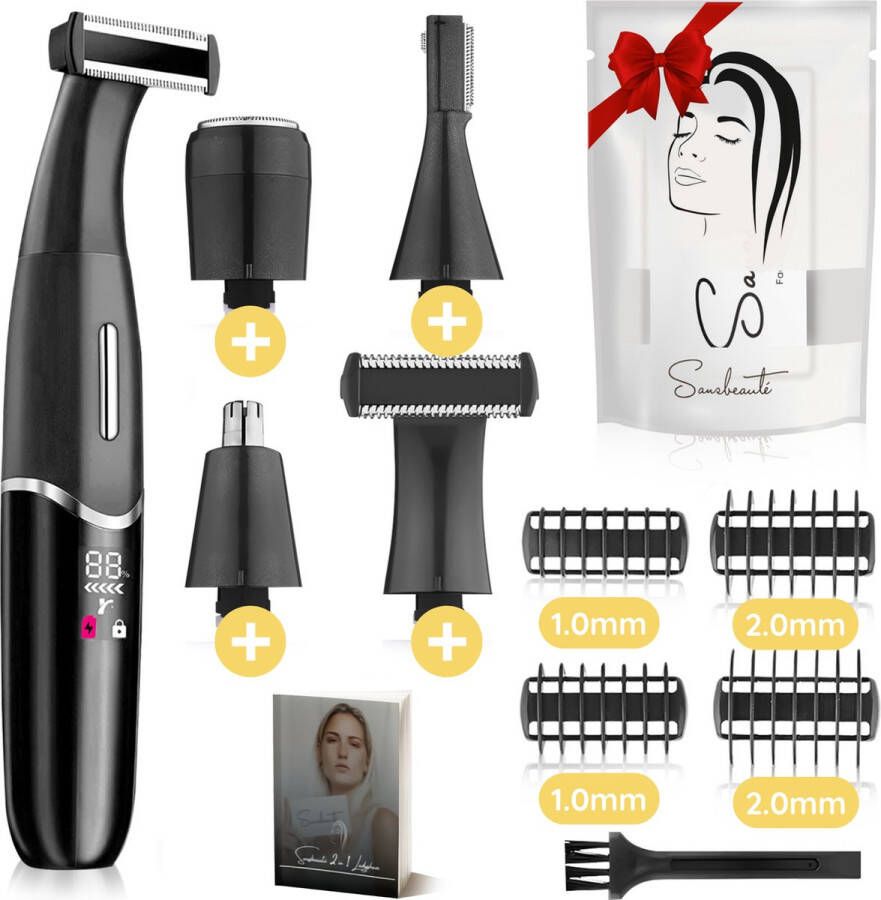 Sansbeauté 4-in-1 Bikinitrimmer Gezicht Oksels Benen Bikinilijn Wenkbrauw Trimmer Gezichtsontharing Dames Intieme Zone Ladyshaves Bikini Ontharingsapparaat Electrisch