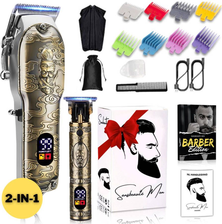 Sansbeauté Professionele Draadloze 2-in-1 Tondeuse Mannen Hoofdhaar Cheveux Haar Haartrimmer Kapper Haar Machine Haartondeuse Baard Barber Hair Clipper Kapper Buddha Trimmer Kappersset