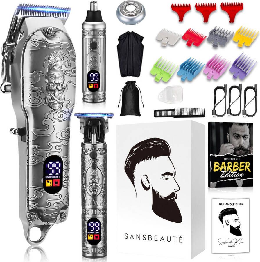 Sansbeauté Professionele Draadloze 4-in-1 Tondeuse Mannen Hoofdhaar Cheveux Haar Haartrimmer Kapper Haar Machine Haartondeuse Trimmer Baard Barber Hair Clipper Kapper Buddha Trimmer Kappersset