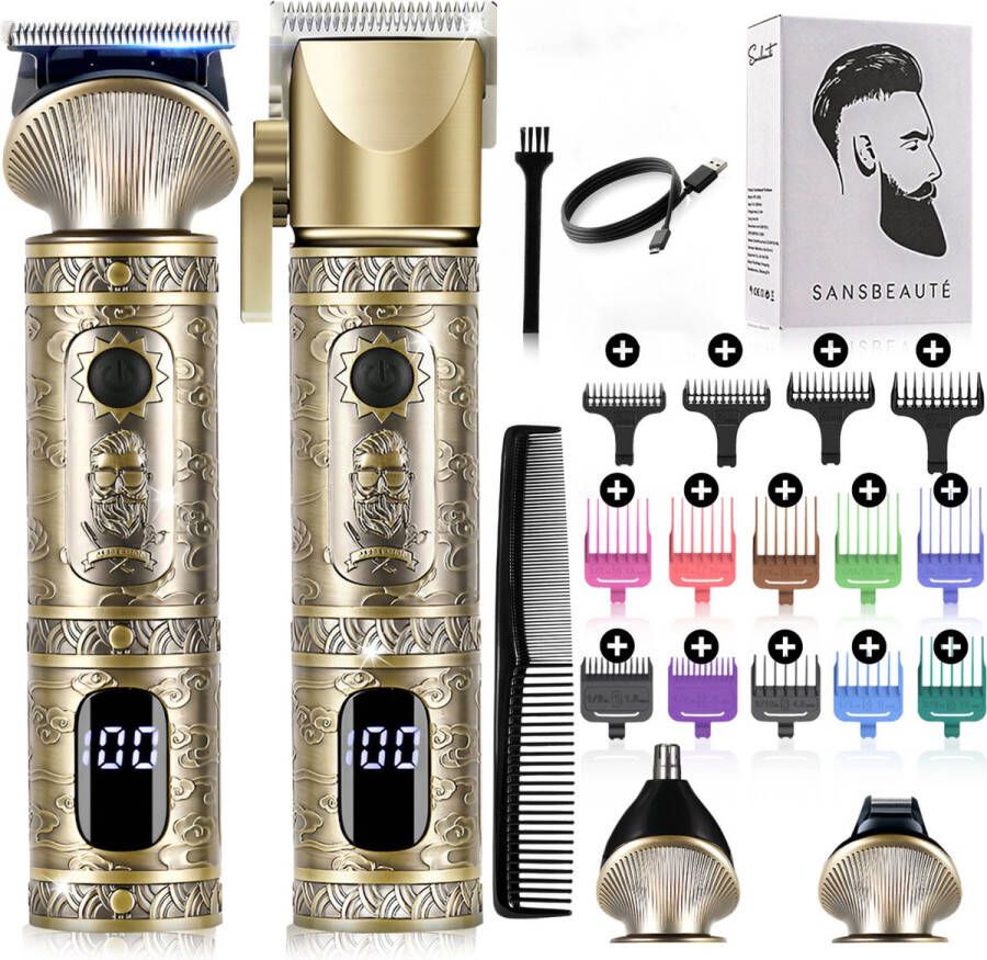 Sansbeauté Professionele Draadloze 4-in-1 Tondeuse Mannen Hoofdhaar TotalTrim Cheveux Haar Haartrimmer Kapper Haar Machine Haartondeuse Baard Barber Hair Clipper Kapper Buddha Trimmer Kappersset