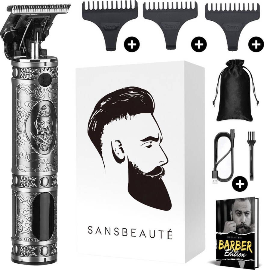 Sansbeauté Professionele Draadloze T-blade Tondeuse Buddha Trimmer Baardtrimmer Tondeuse Mannen Hoofdhaar Cheveux Haar Haartrimmer Kapper Haar Machine Haartondeuse Barber Hair Clipper Kappersset