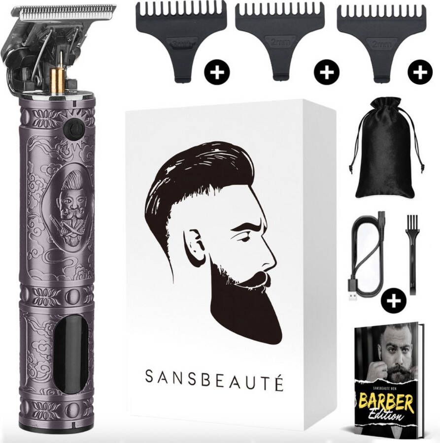 Sansbeauté Professionele Draadloze T-blade Tondeuse Buddha Trimmer Baardtrimmer Tondeuse Mannen Hoofdhaar Cheveux Haar Haartrimmer Kapper Haar Machine Haartondeuse Barber Hair Clipper Kappersset