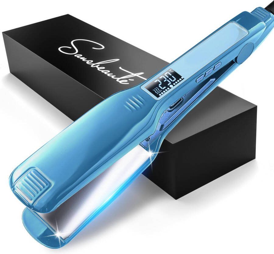 Sansbeauté Professionele Stijltang 2 in 1 Krultang Stijltangen Hair Straightener Snel Opgewarmd 80℃ t m 230℃ Stijlen & Krullen ION technologie Classic Blue
