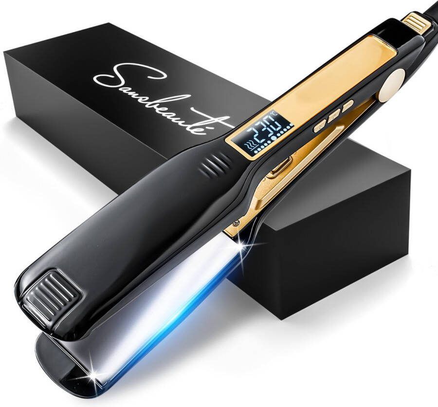 Sansbeauté Professionele Stijltang 2 in 1 Krultang Stijltangen Hair Straightener Snel Opgewarmd 80℃ t m 230℃ Stijlen & Krullen ION technologie