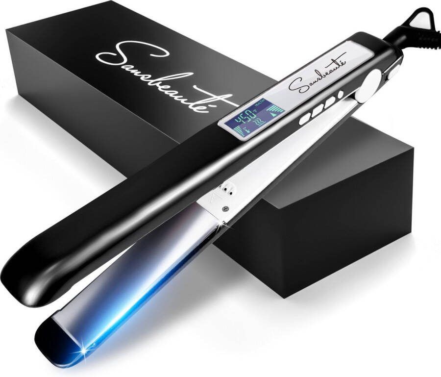 Sansbeauté Professionele Stijltang 2 in 1 Krultang Stijltangen Hair Straightener Snel Opgewarmd 80℃ t m 230℃ Stijlen & Krullen ION technologie Classic Black