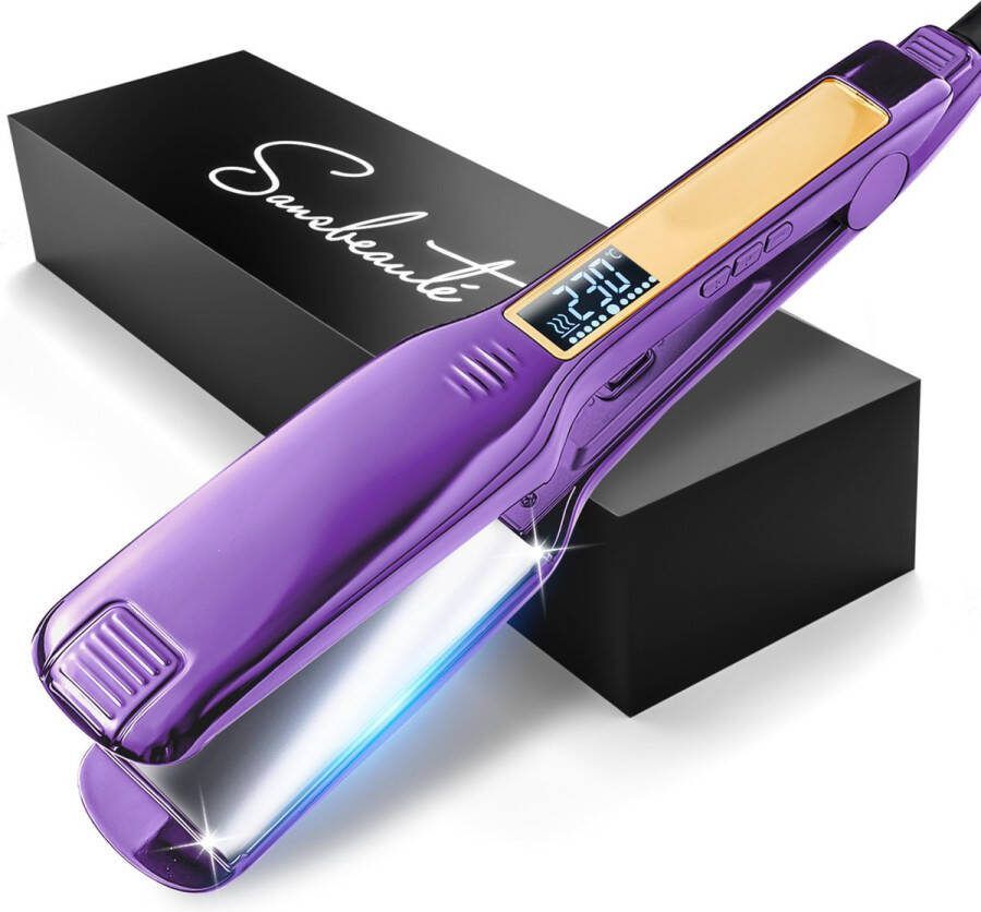 Sansbeauté Professionele Stijltang 2 in 1 Krultang Stijltangen Hair Straightener Snel Opgewarmd 80℃ t m 230℃ Stijlen & Krullen ION technologie Classic Purple