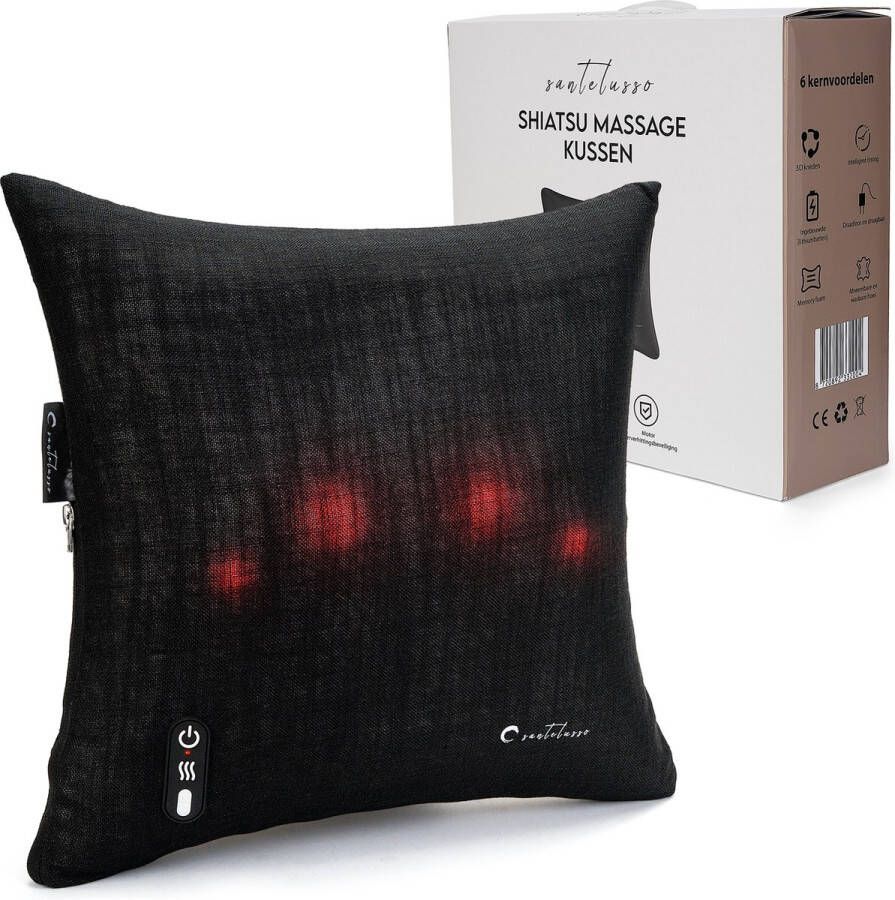 SanteLusso Shiatsu Massage Kussen Massagekussen met Infrarood Warmtefunctie Geschikt voor Nekklachten Migraine Stijfheid Stress Elektrisch Massageapparaat voor Nek Schouder Rug Benen Elektrische Nekmassage Apparaat