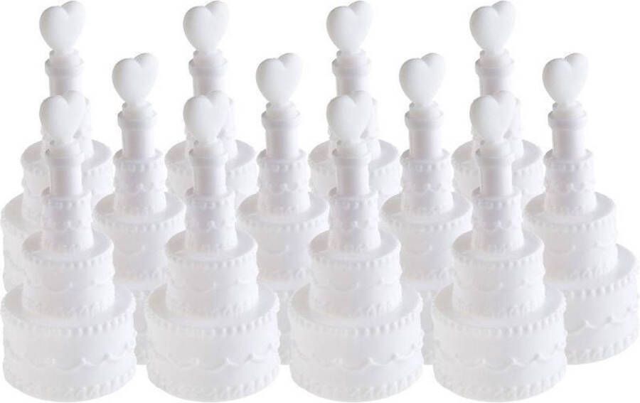 Santex 12x Bruiloft bellenblaas taart met hart 3 x 7 5 cm Bellenblazen Trouwerij huwelijk Bruiloftsgasten feestartikelen