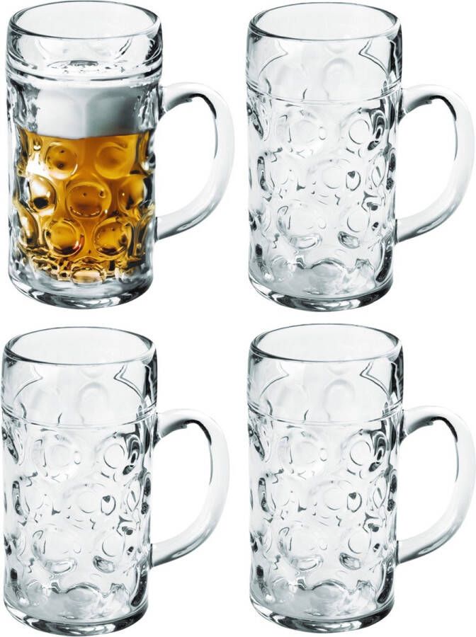 Santex Bierpullen bierglazen 4x halve liter 50 cl 500 ml onbreekbaar kunststof 0 5 liter pullen Bierfeest Oktoberfest pul