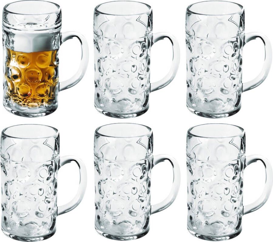 Santex Bierpullen bierglazen 6x halve liter 50 cl 500 ml onbreekbaar kunststof 0 5 liter pullen Bierfeest Oktoberfest pul