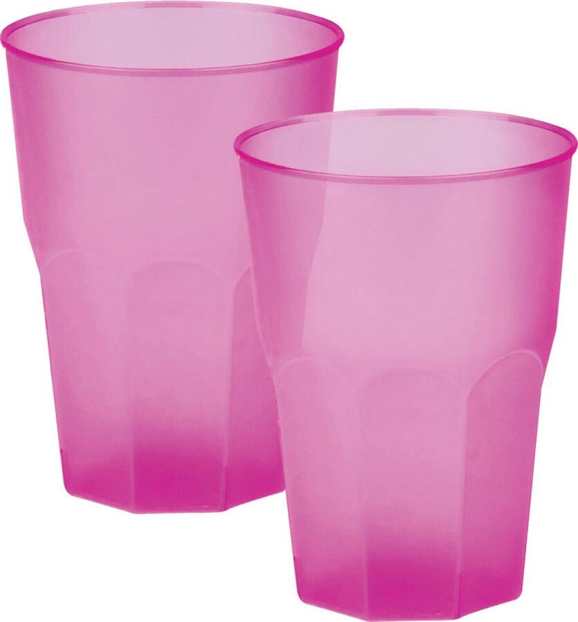 Santex drinkglazen frosted fuchsia roze 12x 420 ml onbreekbaar kunststof Cocktailglazen