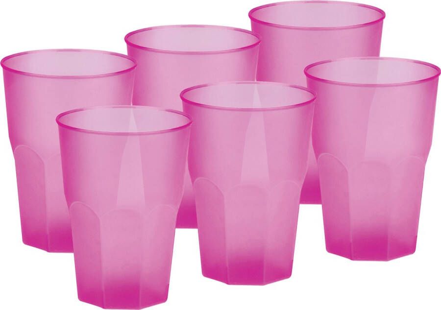 Santex drinkglazen frosted fuchsia roze 36x 420 ml onbreekbaar kunststof Cocktailglazen