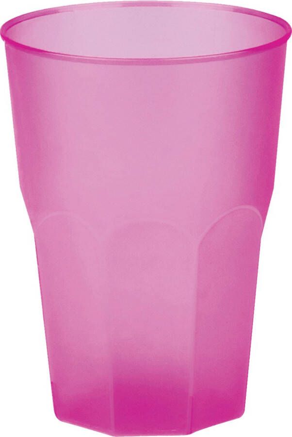 Santex drinkglazen frosted fuchsia rozeA 6xA 420 ml onbreekbaar kunststof Cocktailglazen Drinkglazen