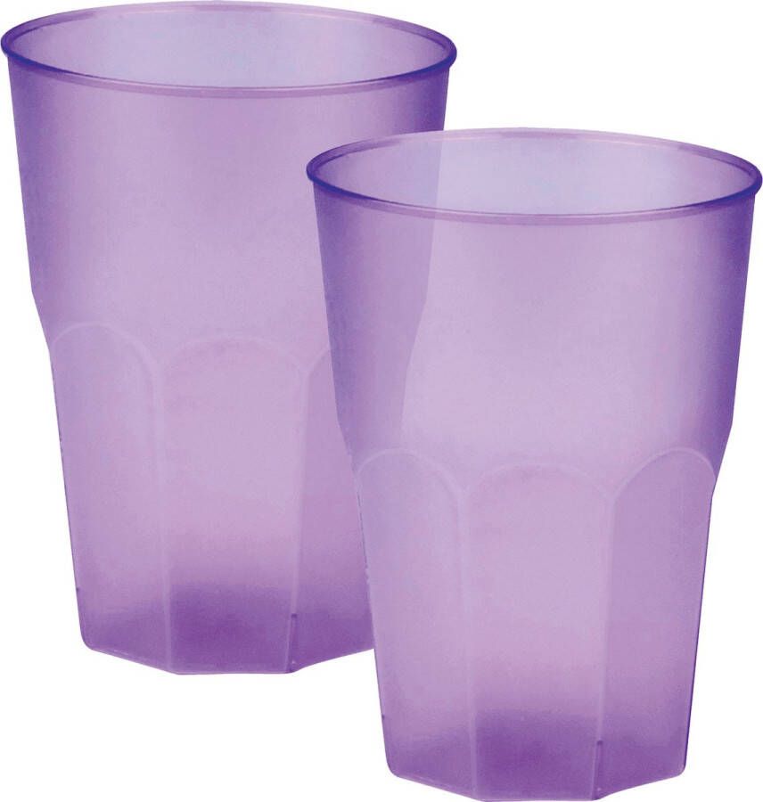 Santex drinkglazen frosted lila paars 12x 420 ml onbreekbaar kunststof Cocktailglazen Drinkglazen