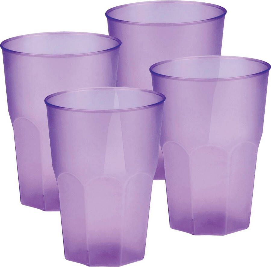 Santex drinkglazen frosted lila paars 24x 420 ml onbreekbaar kunststof Cocktailglazen