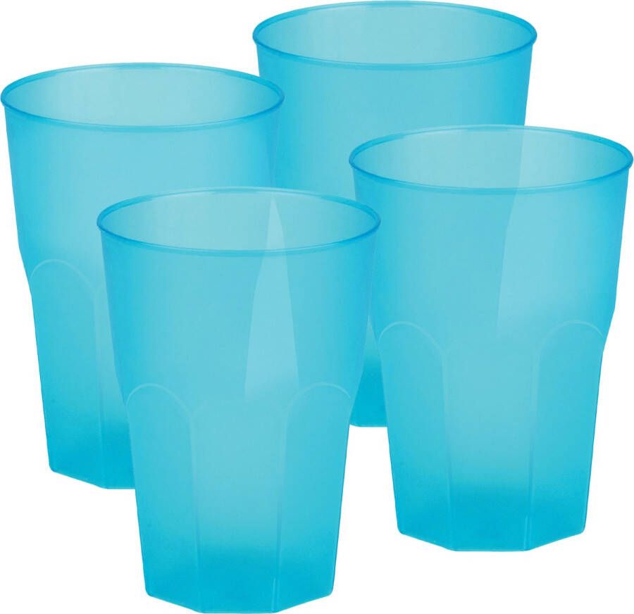 Santex drinkglazen frosted turquoise 24x 420 ml onbreekbaar kunststof Cocktailglazen