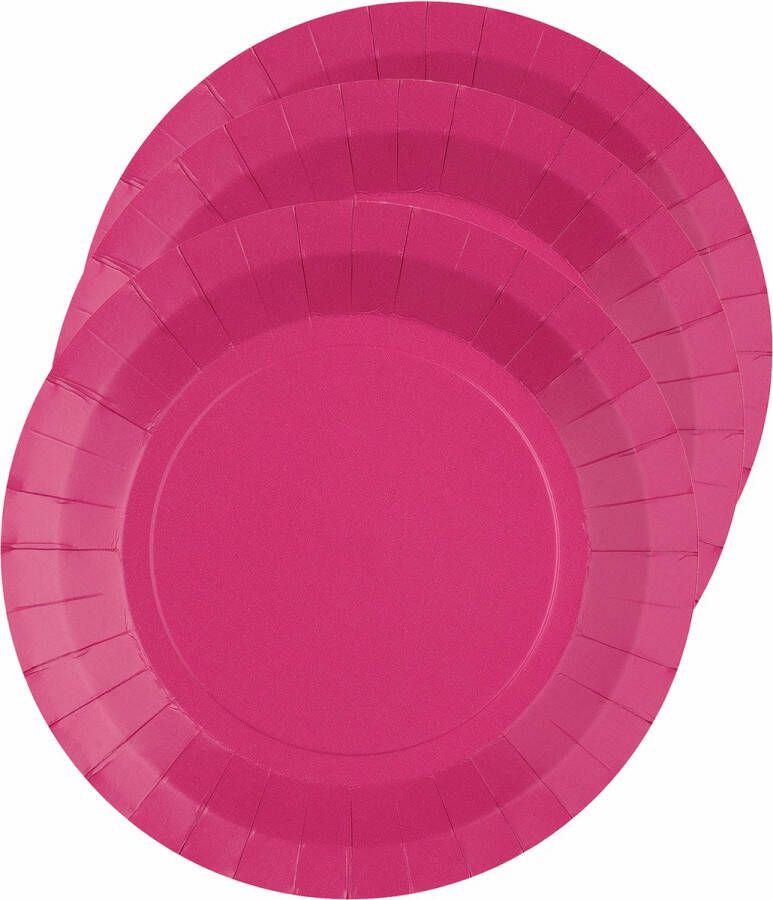 Santex feest bordjes rond fuchsia roze karton 20x stuks 22 cm Feestbordjes