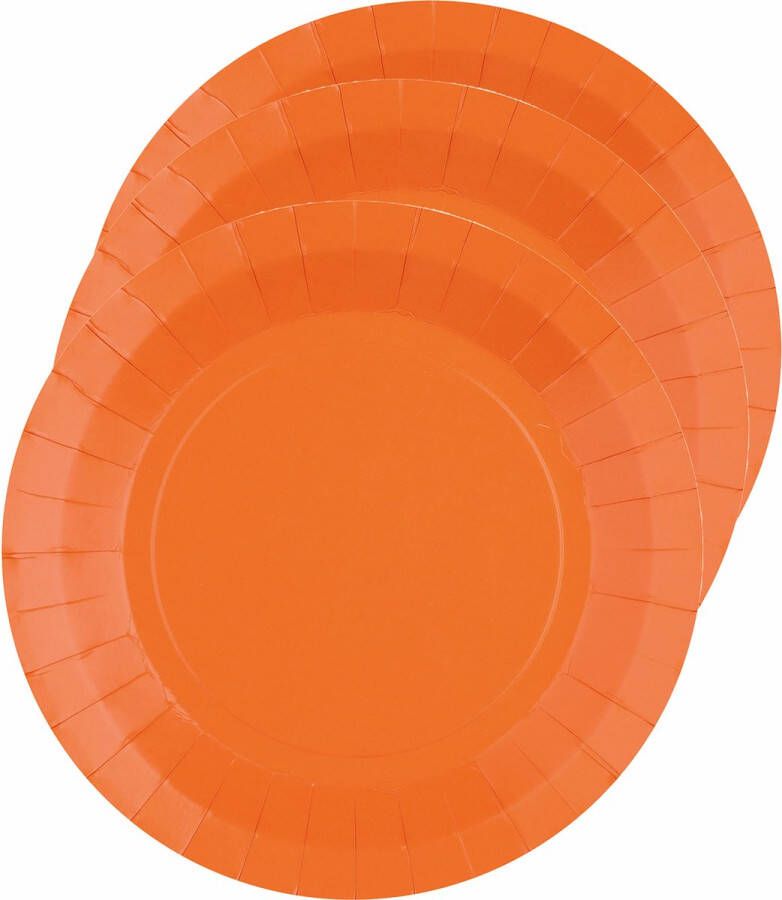 Santex feest bordjes rond oranje karton 10x stuks 22 cm Feestbordjes