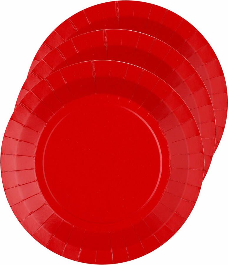 Santex feest bordjes rond rood karton 10x stuks 22 cm Feestbordjes