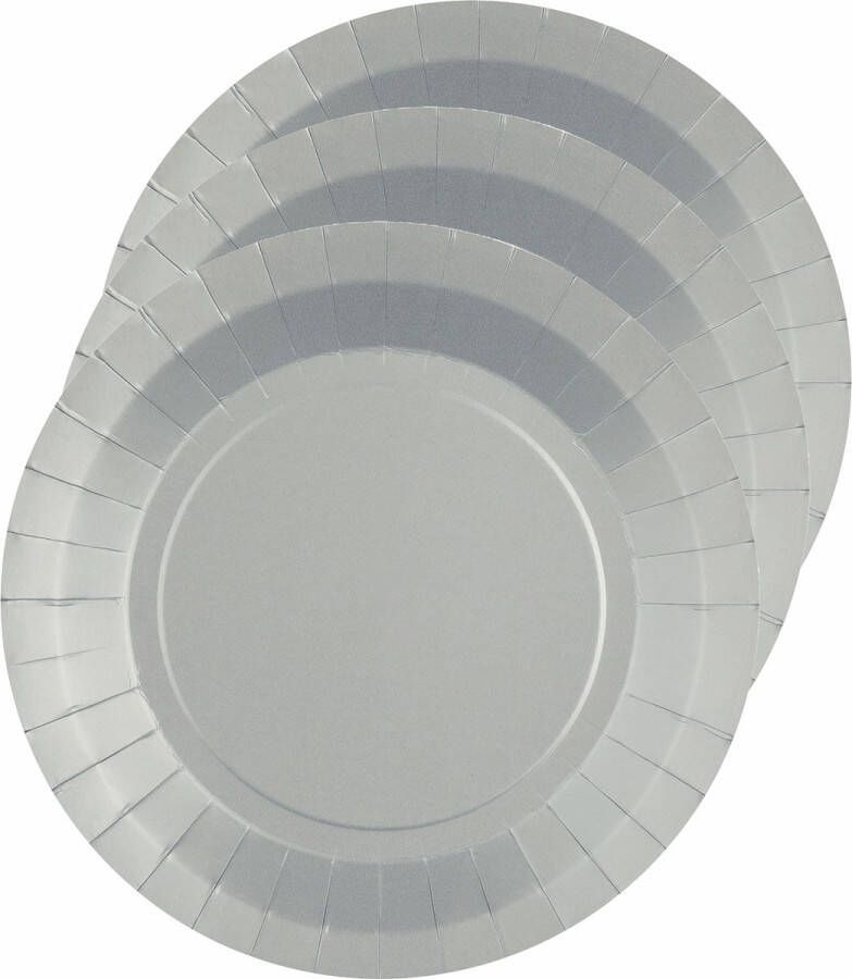 Santex feest bordjes rond zilver karton 10x stuks 22 cm Feestbordjes