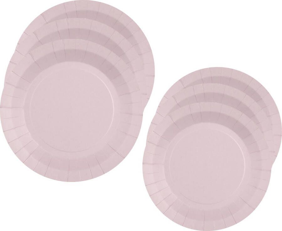 Santex Feest borden set 20x stuks lichtroze 17 cm en 22 cm Feestbordjes