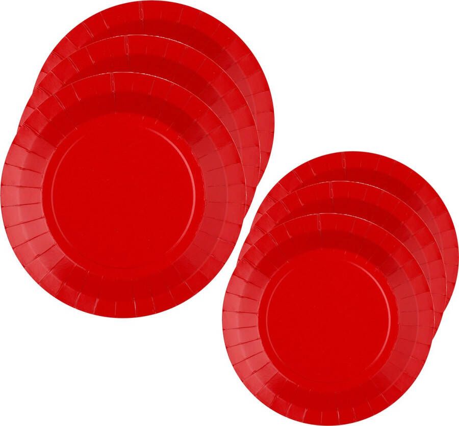 Santex Feest borden set 20x stuks rood 17 cm en 22 cm Feestbordjes