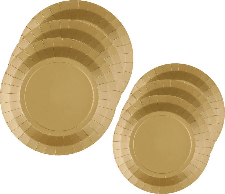 Santex Feest borden set 40x stuks goud 17 cm en 22 cm Feestbordjes