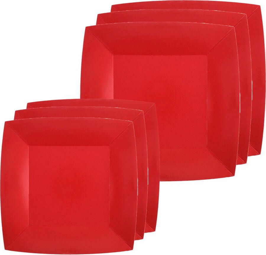 Santex Feestbordjes set 40x stuks rood 18 cm en 23 cm Feestbordjes