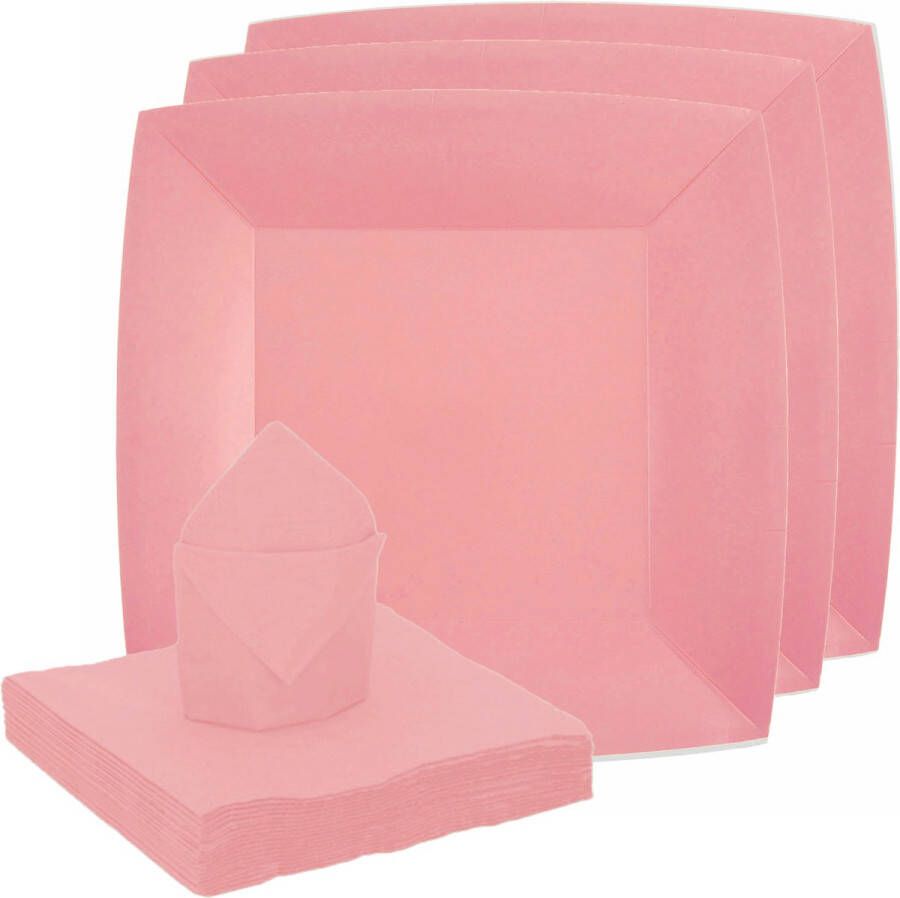 Santex feest verjaardag servies set 10x bordjes 25x servetten roze karton