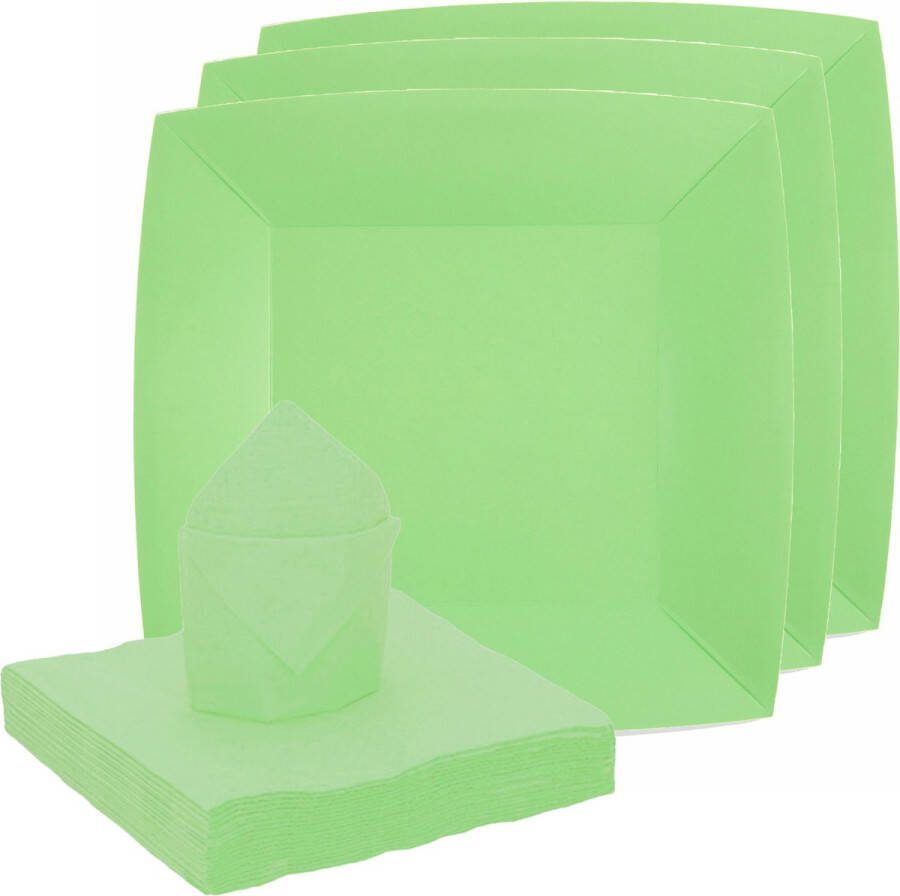 Santex feest verjaardag servies set 20x bordjes 25x servetten mintgroen karton