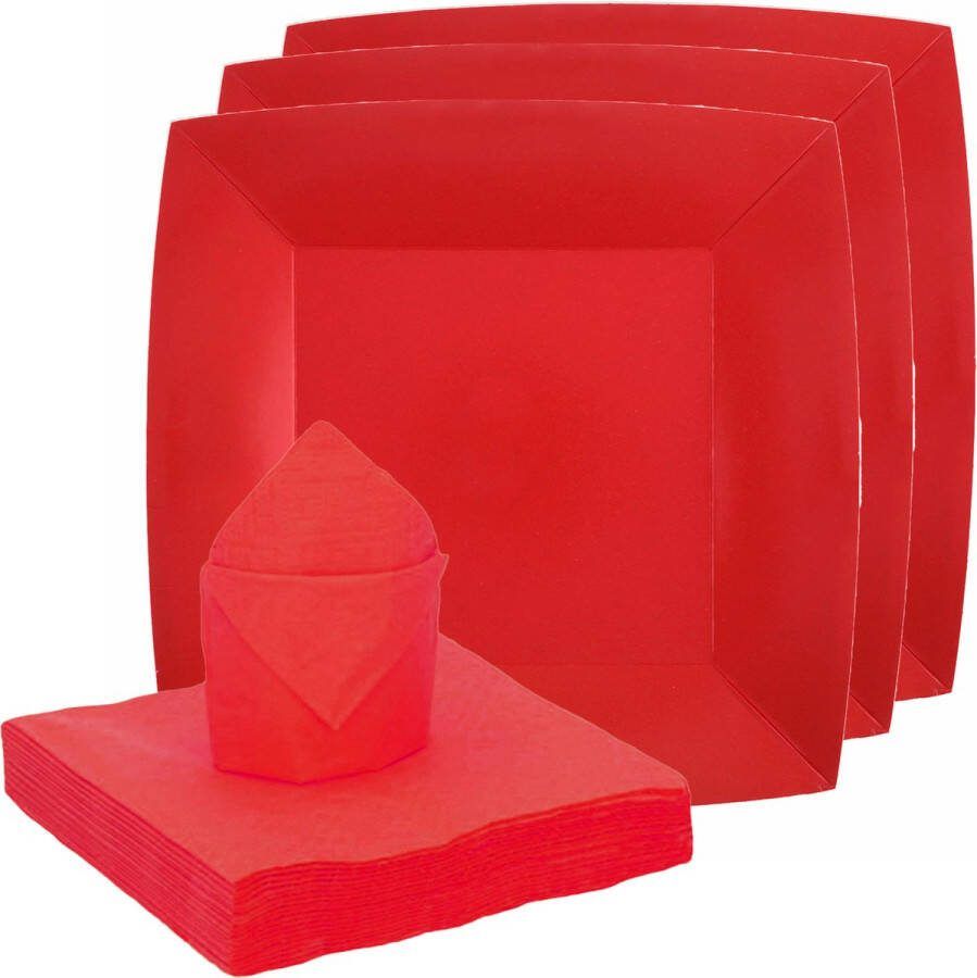 Santex feest verjaardag servies set 20x bordjes 25x servetten rood karton