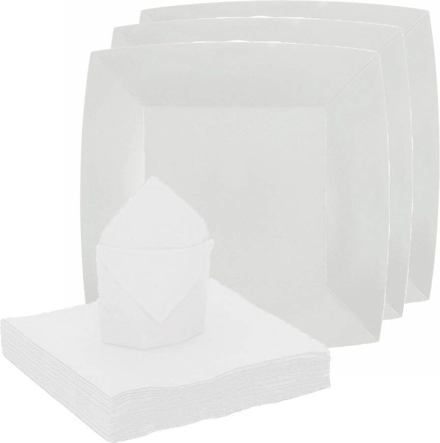Santex feest verjaardag servies set 20x bordjes 25x servetten wit karton