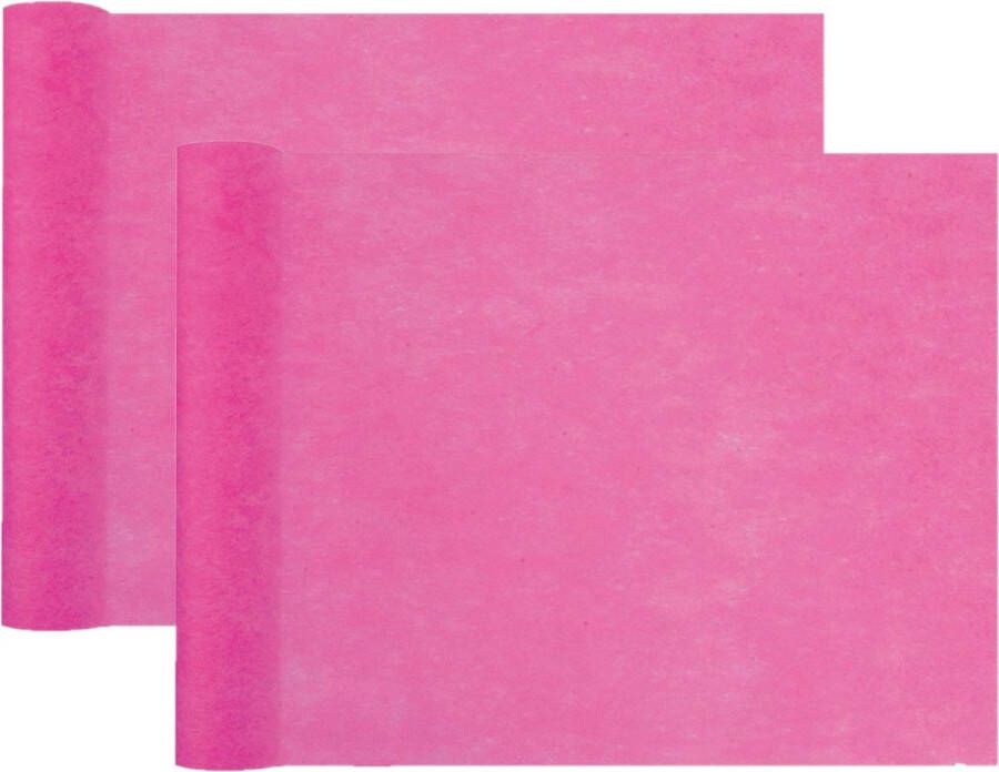 Santex Tafelloper op rol 2x polyester fuchsia roze 30 cm x 10 m Feesttafelkleden