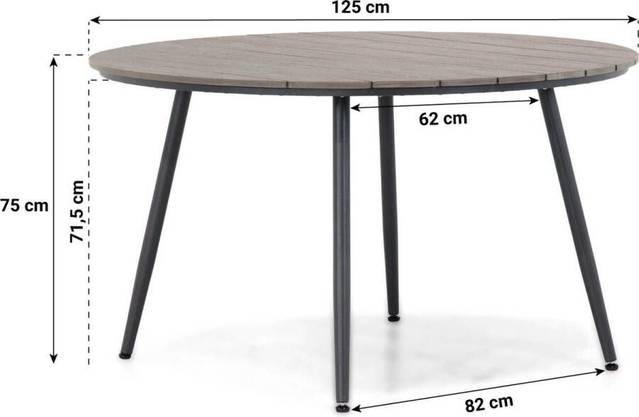 Santika Furniture Santika Vivian Matale 125 cm rond dining tuinset 5-delig