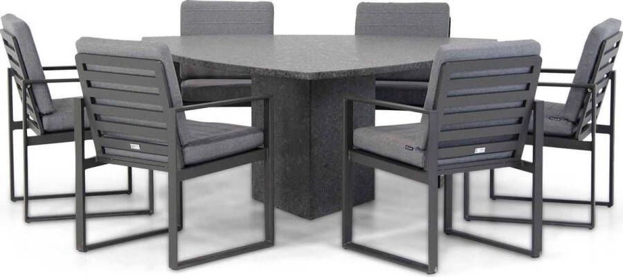 Santika Furniture Santika Zaga Graniet triangel 170 cm dining tuinset 7-delig