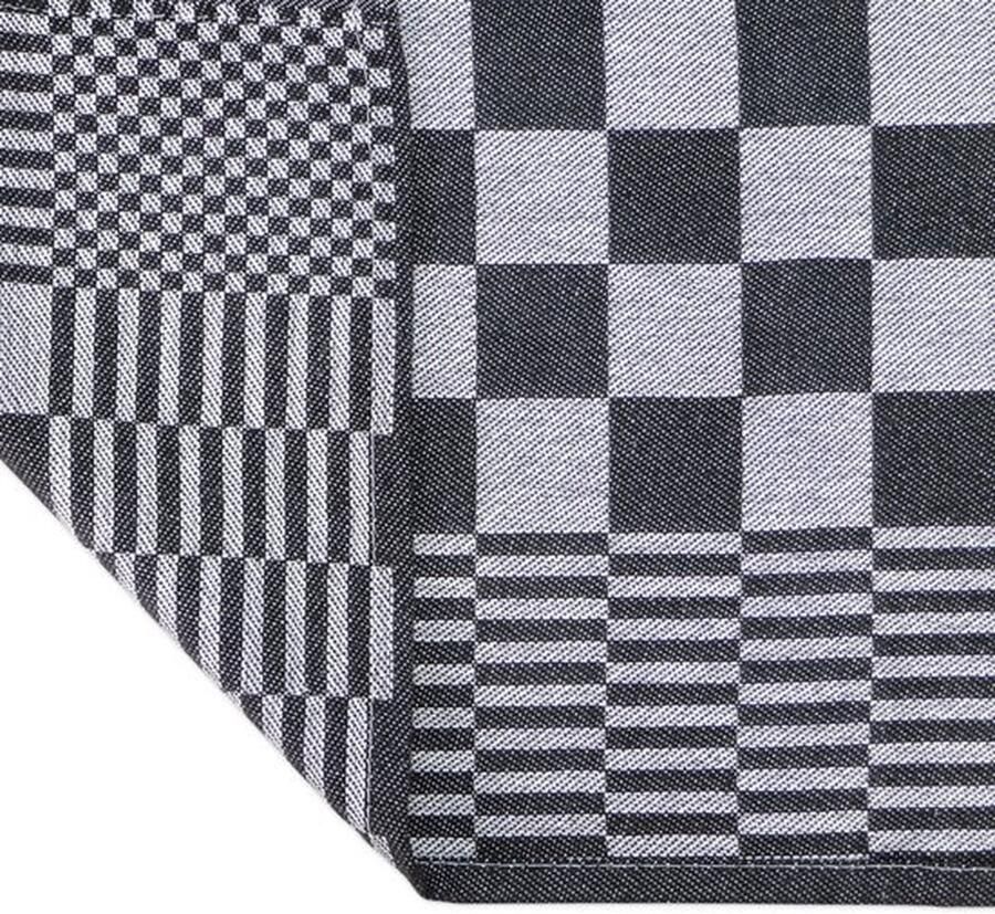 Saphira Theedoekenset Blok Zwart 65x65 – 6 stuks Geblokt Blokdoeken 100% katoen Horeca Theedoeken – vaatdoek – theedoek geruit