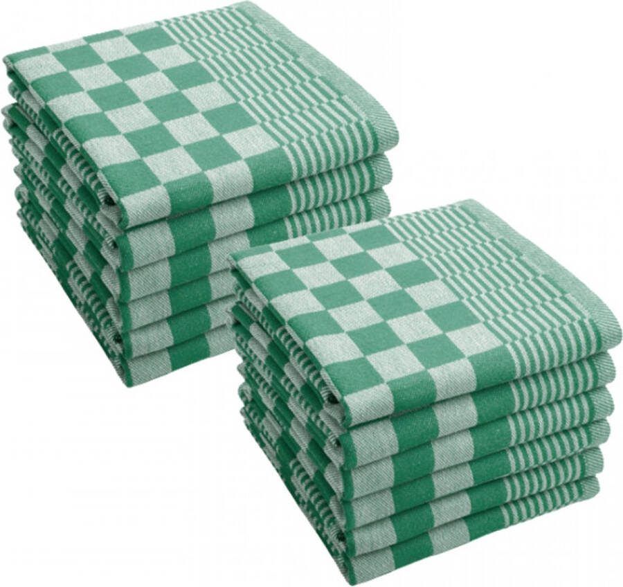 Saphira Theedoekenset Blok groen 65x65 – 6 stuks Geblokt Blokdoeken 100% katoen Horeca Theedoeken – vaatdoek – theedoek geruit