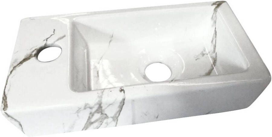 Saqu Basin fontein met kraangat links 36x18x9cm Carrara