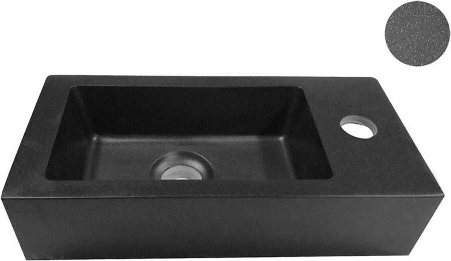 Saqu Basin fontein met kraangat recht 36x18x9cm Quartz