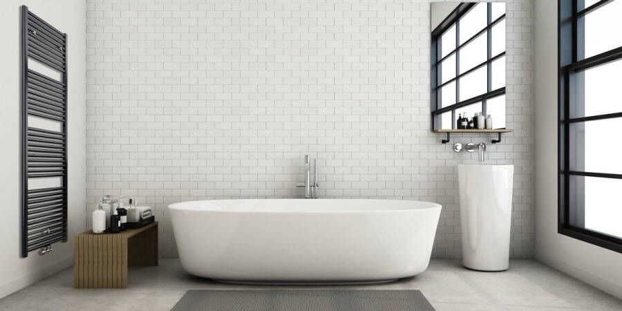 Saqu Calm Handdoekradiator 1067W 60x182 cm Mat Antraciet Verwarming Badkamer Handdoekrek Radiator