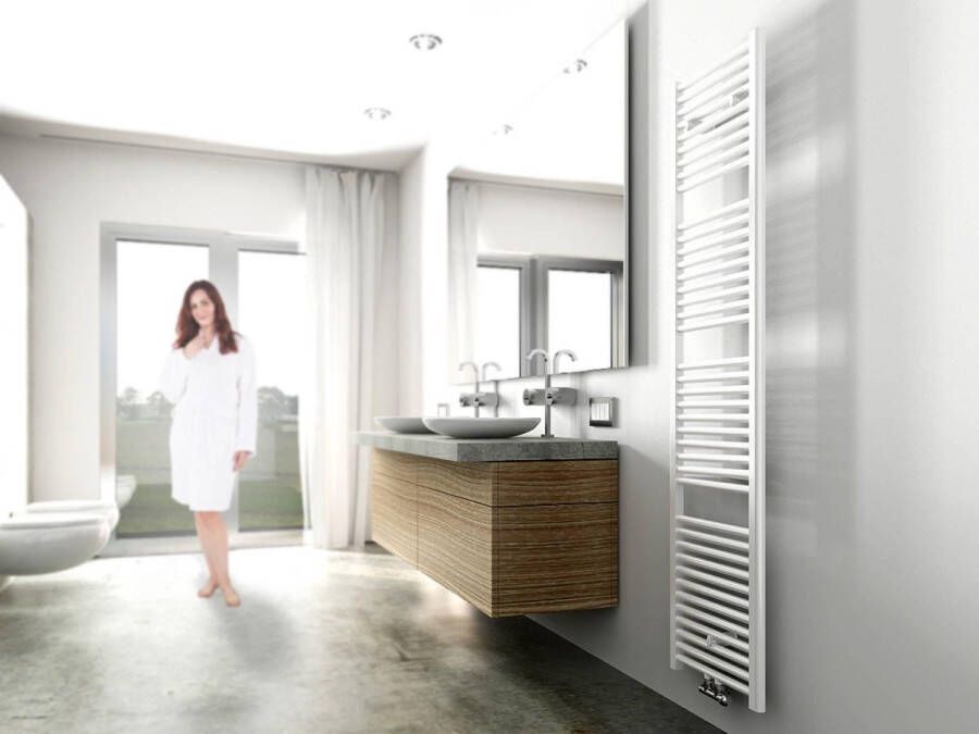 Saqu Calm Handdoekradiator 830W 1817x45 cm Mat Wit Verwarming Badkamer Handdoekrek Radiator